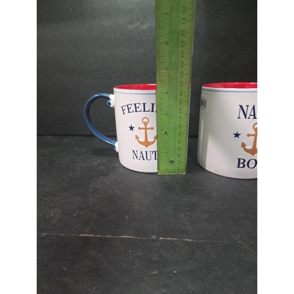 Nautical Themed Ceramic Coffee Mugs, "Nauti Boy" & "Feeling Nauti" Anchor Design - Picture 8 of 9